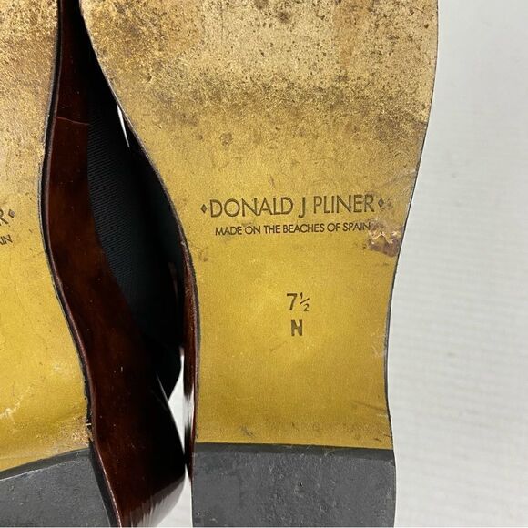 Donald J Pliner Black & Brown Wedged Platform Sole Sling Back Sandals Size 7.5N - Picture 6 of 12